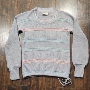 80s PANDORA scotchkin pastel stripe sweater M/L vintage drawstring textured knit